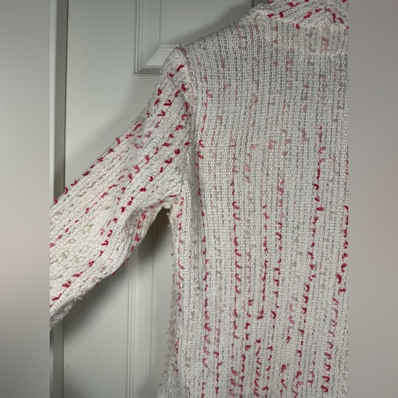 Nic + Zoe Woven Short Blazer Cream and Pink Textured Womens Size Petite Medium - Picture 9 of 9